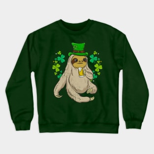 St Patricks Day Sloth Leprechaun Irish Beer Crewneck Sweatshirt